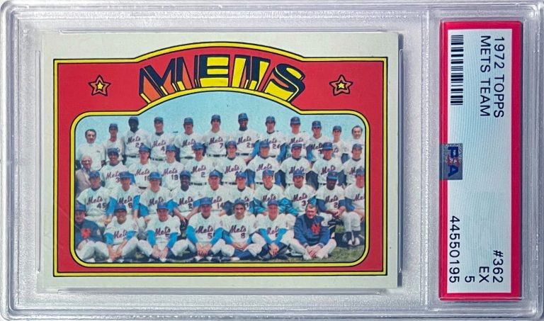 1972 Topps New York Mets Team Card #362- PSA Graded 5 EX