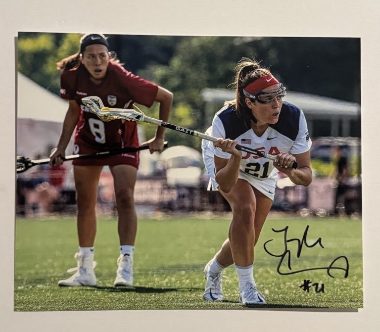 TAYLOR CUMMINGS SIGNED 8x10 PHOTO MARYLAND USA LACROSSE LEGEND AUTOGRAPHED COA