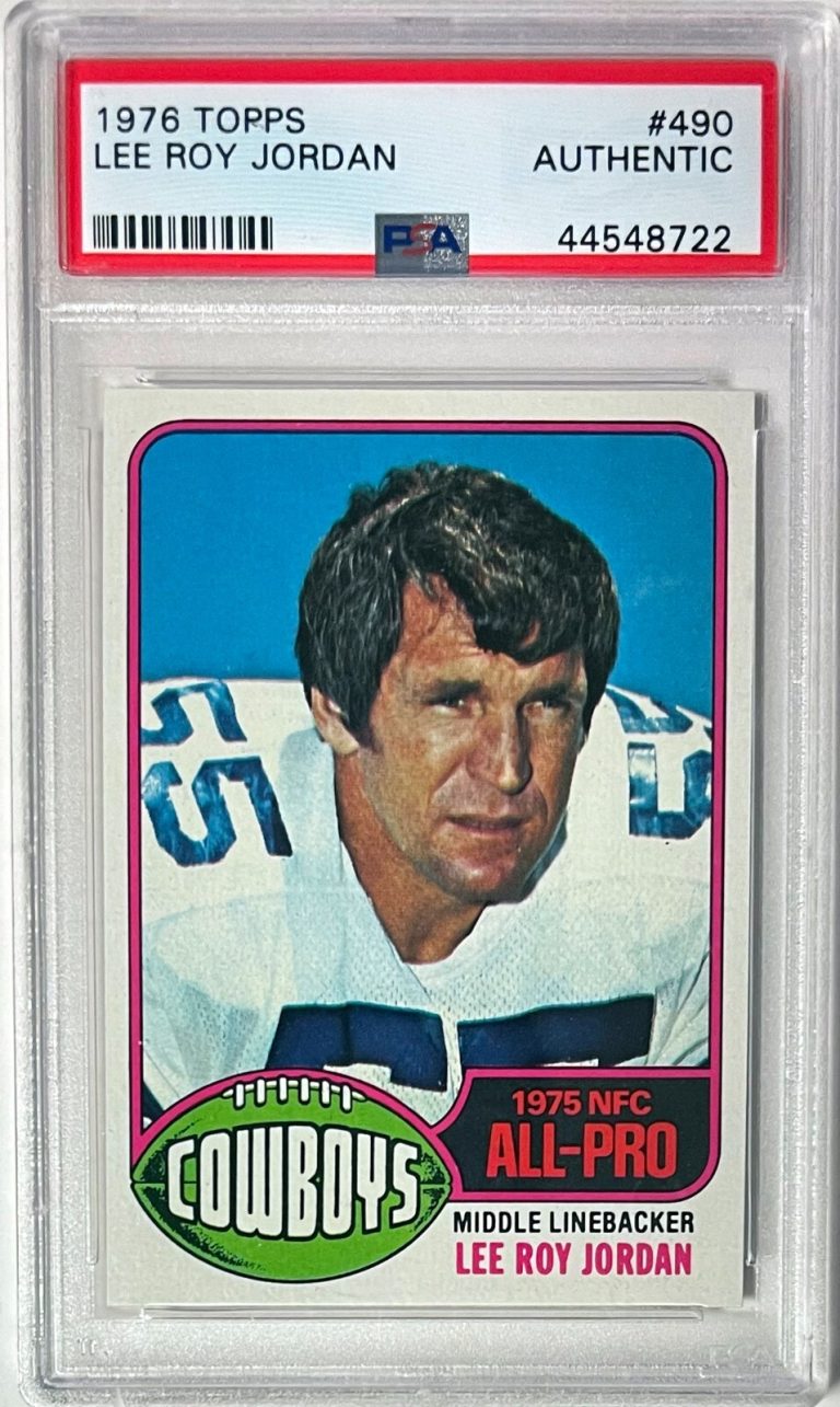 Lee Roy Jordan 1976 Topps Card #490- PSA Slabbed Authentic (Dallas Cowboys)
