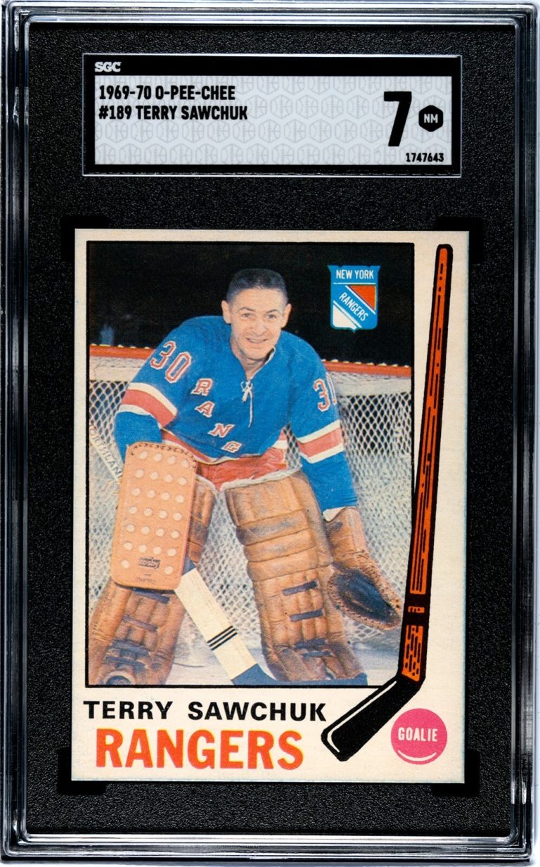Terry Sawchuk 1969-1970 O-Pee-Chee NHL Card #189- SGC Graded 7 NM (Rangers/HOF)