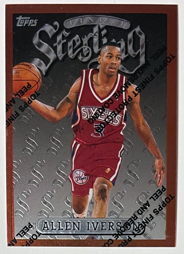 Allen Iverson 1996-1997 Topps Finest Sterling Rookie Card RC Coating #240-76'ERS