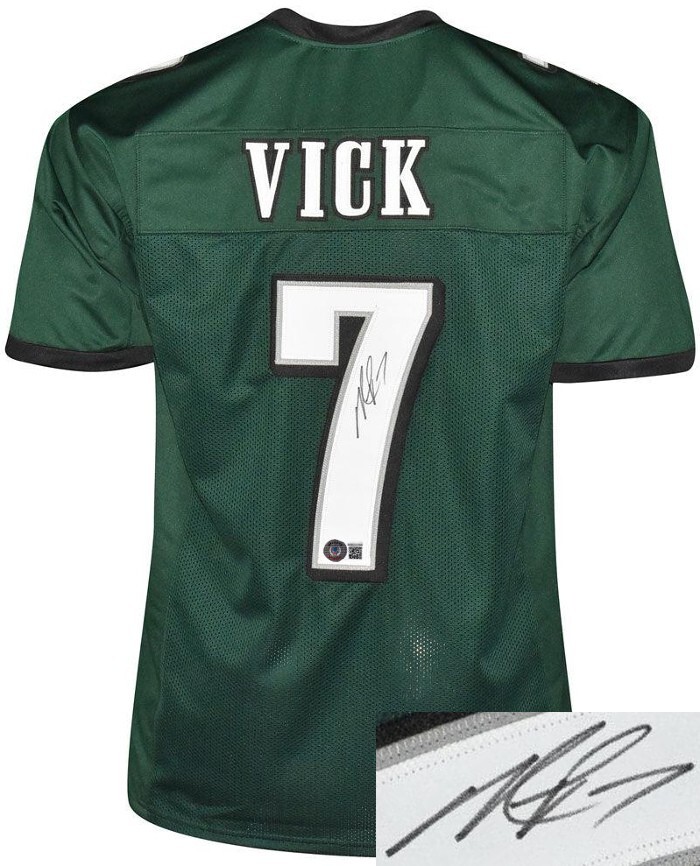 Michael Vick signed Philadelphia Green Custom Stitched Pro Style FB Jersey- BAS