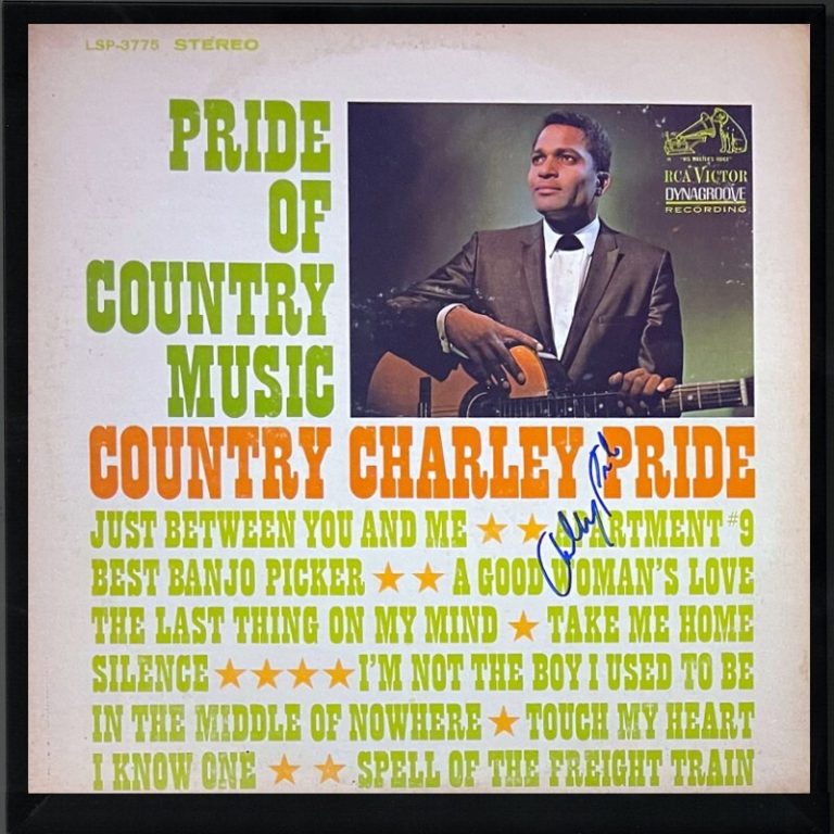 Charley Pride signed 1967 Pride of Country Music Album Cover/LP/Vinyl Framed-JSA