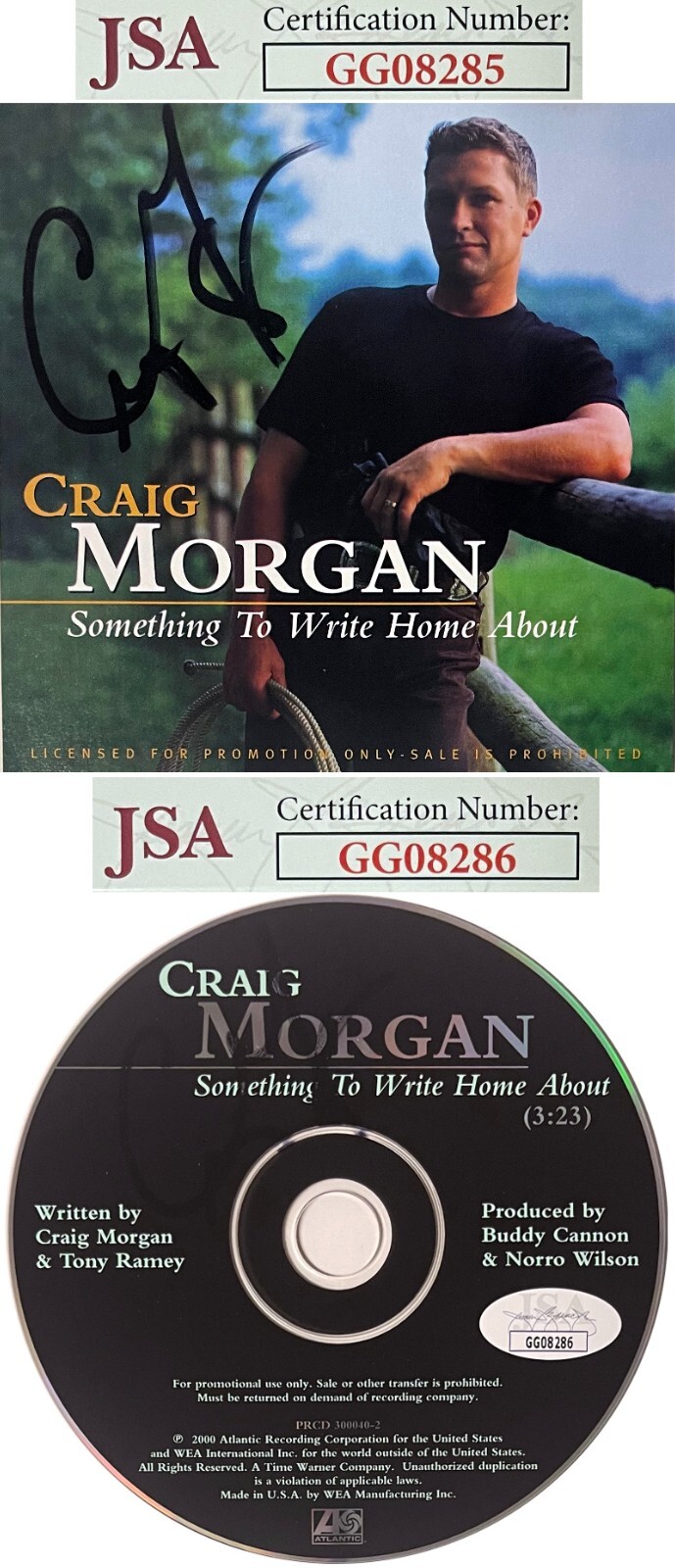 Craig Morgan signed 2000 Something To Write Home About Album Cover CD 2 sig- JSA