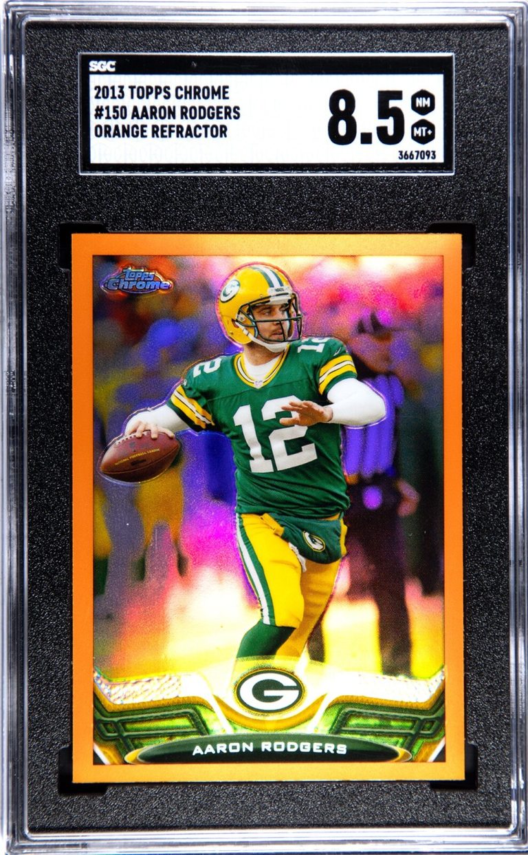 Aaron Rodgers 2013 Topps Chrome Orange Refractor Card #150- SGC Graded 8.5 NM-MT