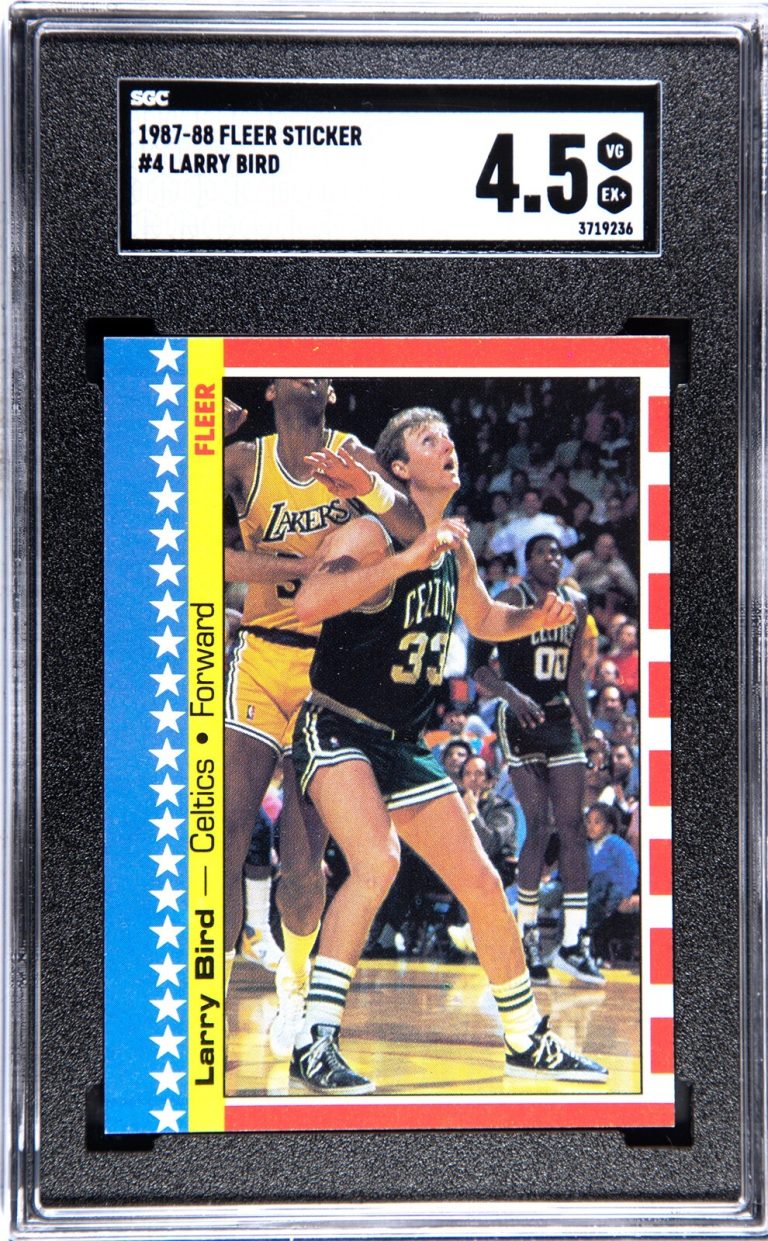 Larry Bird 1987-88 Fleer Sticker/Card #4- SGC Graded 4.5 VG-EX+ (Celtics/HOF)