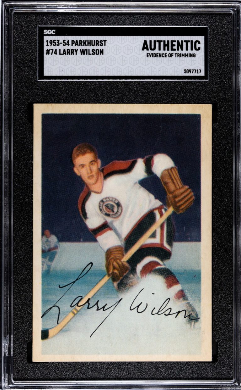 Larry Wilson 1953-54 Parkhurst NHL #74- SGC Slabbed Authentic Trim - Blackhawks