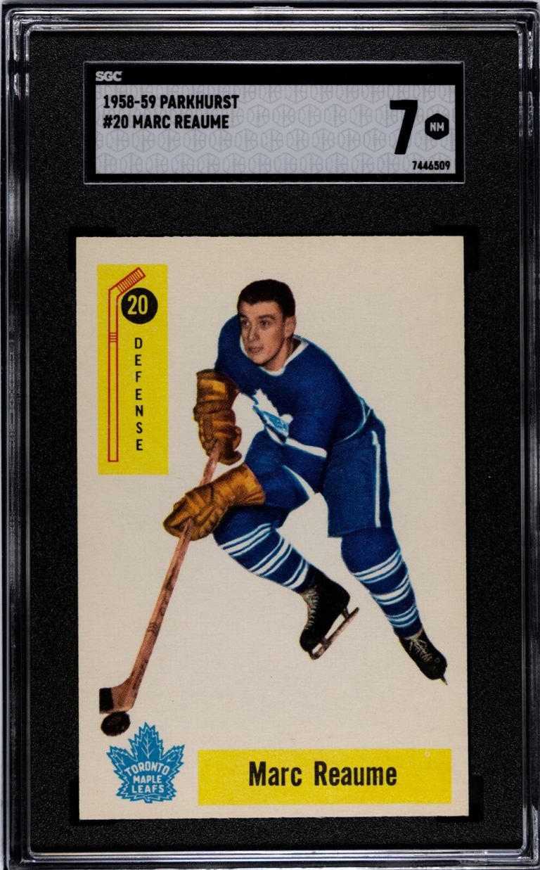 Marc Reaume 1958-59 Parkhurst NHL Card #20- SGC Graded 7 NM -Toronto Maple Leafs