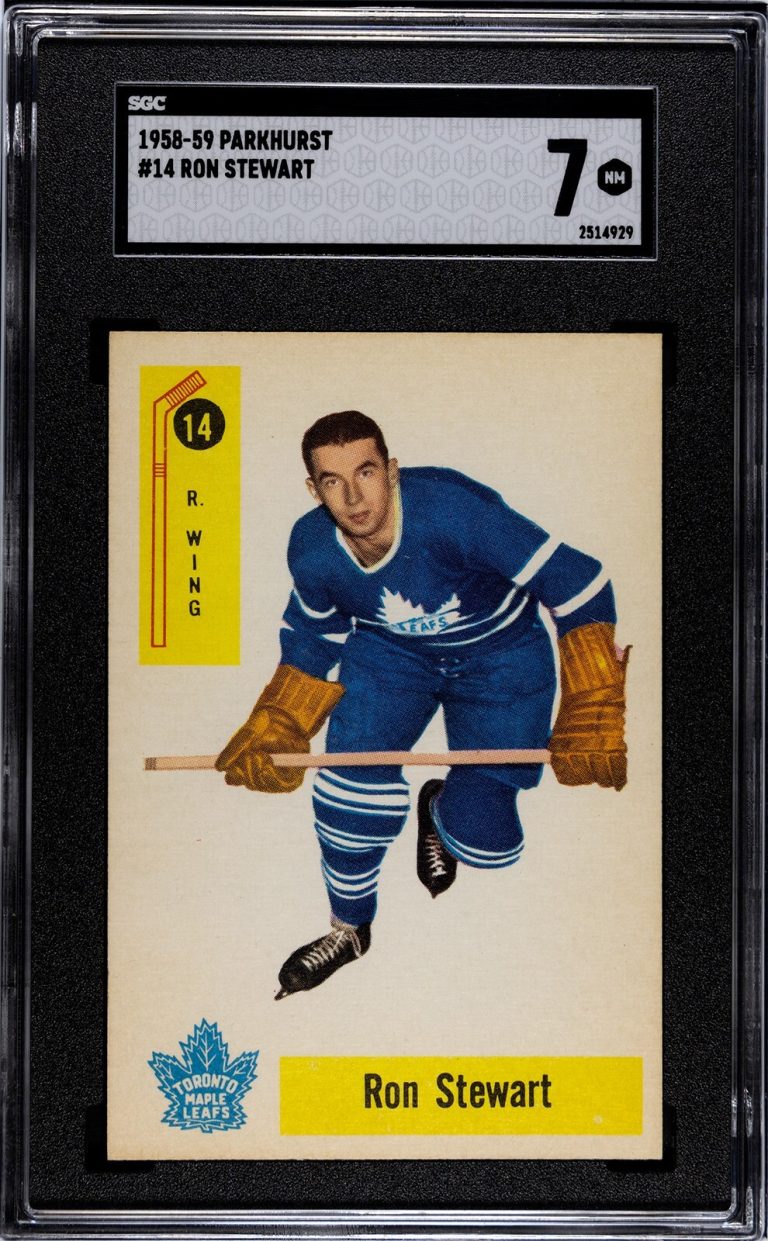 Ron Stewart 1958-59 Parkhurst NHL Toronto Maple Leafs Card #14 -SGC Graded 7 NM