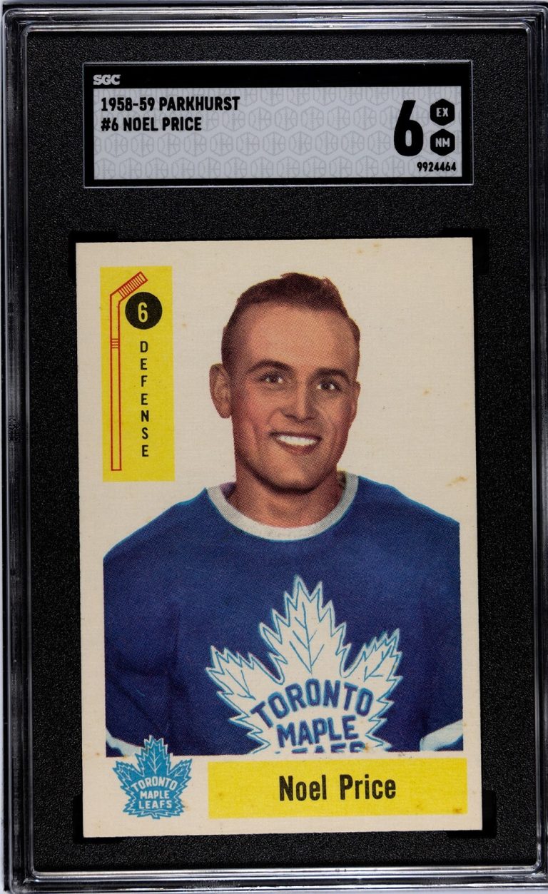 Noel Price 1958-59 Parkhurst NHL Card #6 SGC Graded 6 EX-NM -Toronto Maple Leafs