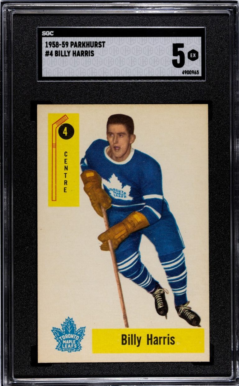 Billy Harris 1958-59 Parkhurst NHL Card #4- SGC Graded 5 EX -Toronto Maple Leafs