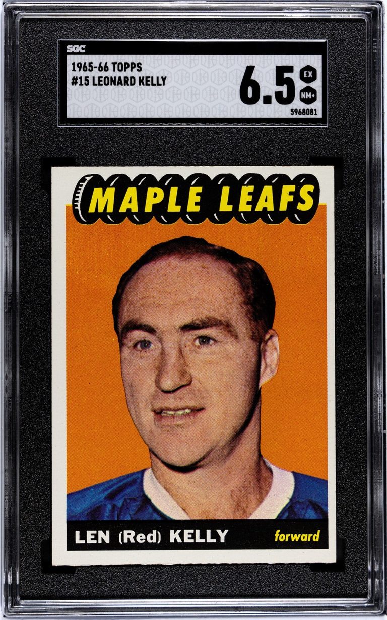 Leonard Kelly 1965-66 Topps NHL Card #15- SGC Graded 6.5 EX-NM+ (Maple Leafs)
