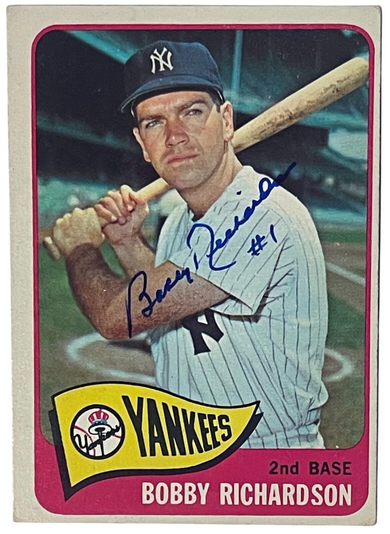 Bobby Richardson signed 1965 Topps On Card Auto #115- COA (Yankees/1960 WS MVP)