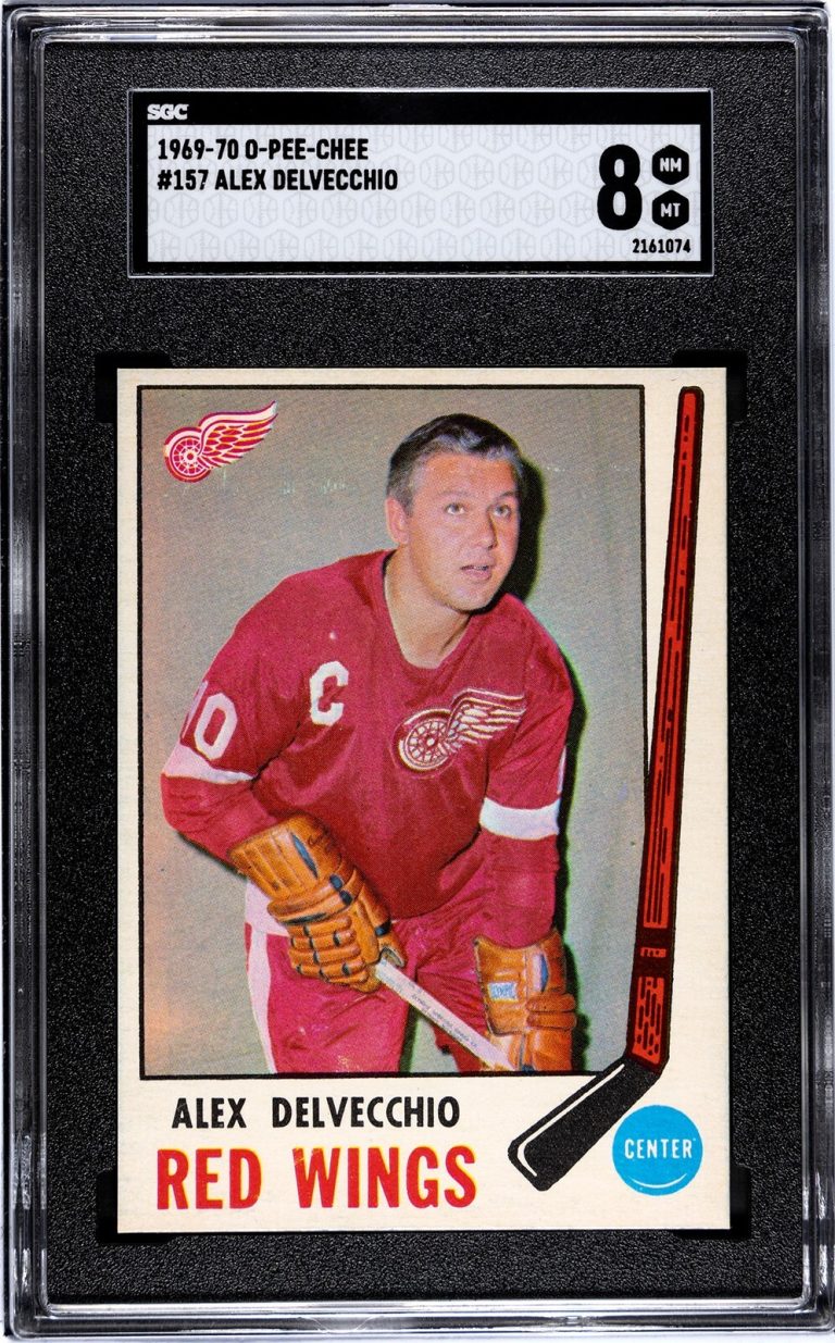 Alex Delvecchio 1969-70 O-Pee-Chee NHL #157-SGC Graded 8 NM-MT (Red Wings/HOF)