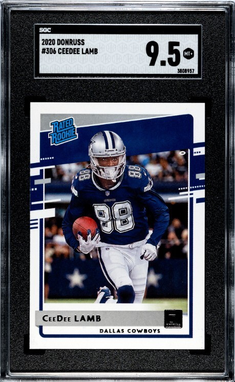 CeeDee Lamb 2020 Donruss Rated Rookie Card (RC) #306- SGC Graded 9.5 Mint+