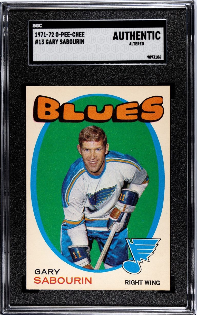 Gary Sabourin 1971-72 O-Pee-Chee NHL #13- SGC Slabbed Authentic Altered -Blues