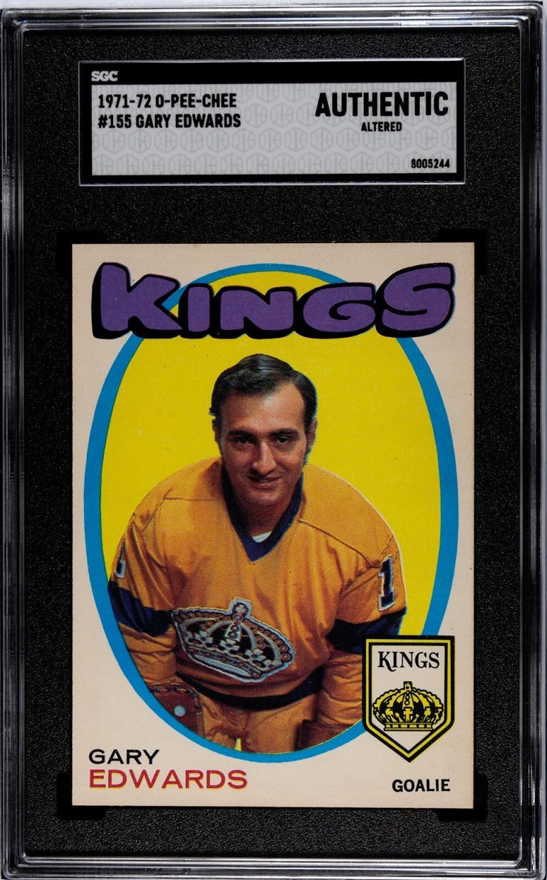 Gary Edwards 1971-72 O-Pee-Chee NHL RC #155 SGC Slabbed Authentic Altered Kings