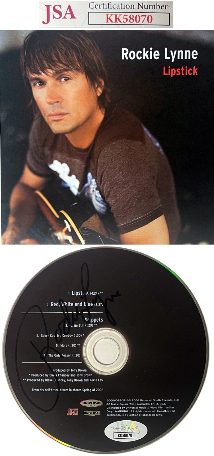 Rockie Lynne signed 2006 Lipstick CD w/ Album Cover & Case- JSA #KK58070