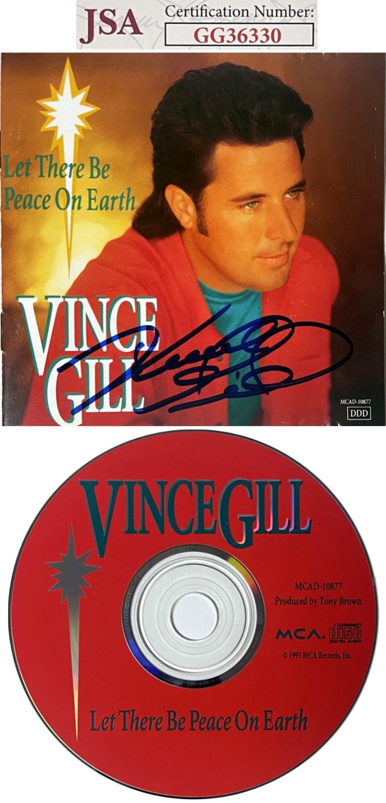 Vince Gill signed 1993 Let There Be Peace On Earth Album Cover Booklet w/CD- JSA