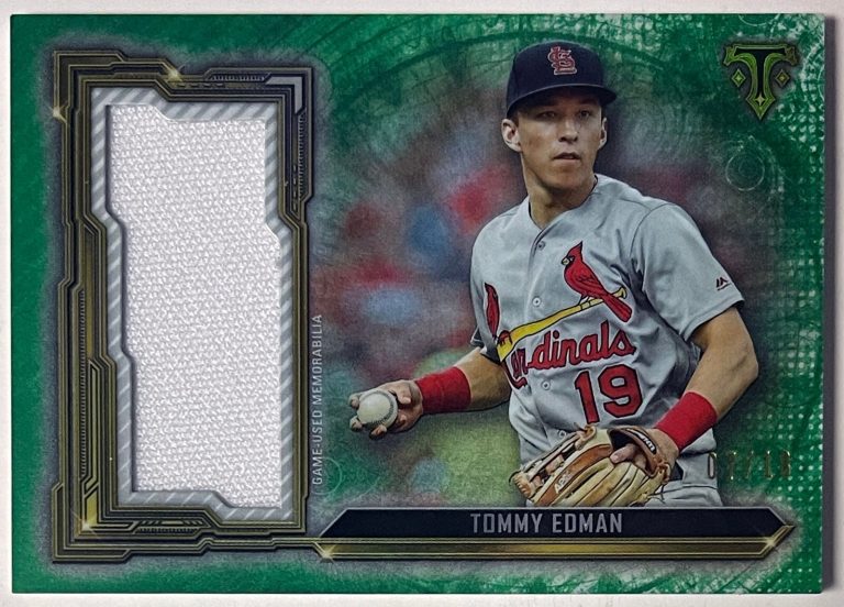 Tommy Edman 2020 Topps Triple Threads Emerald Jumbo Relic Card #SJR-TED- /18