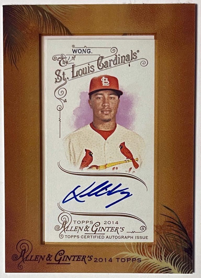 Kolten Wong 2014 Allen & Ginter Mini Framed On Card Auto #AGA-KW (Cardinals)