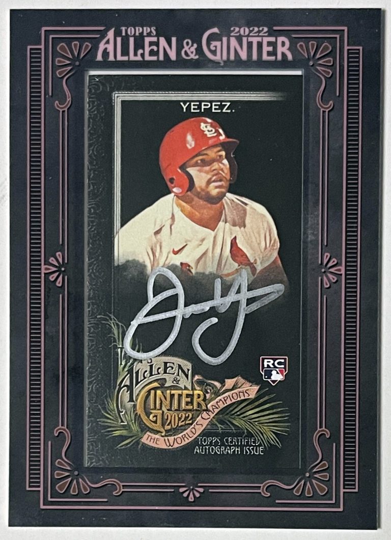 Juan Yepez signed 2022 Topps Allen & Ginter Mini Framed Black RC Auto Card MA-JY