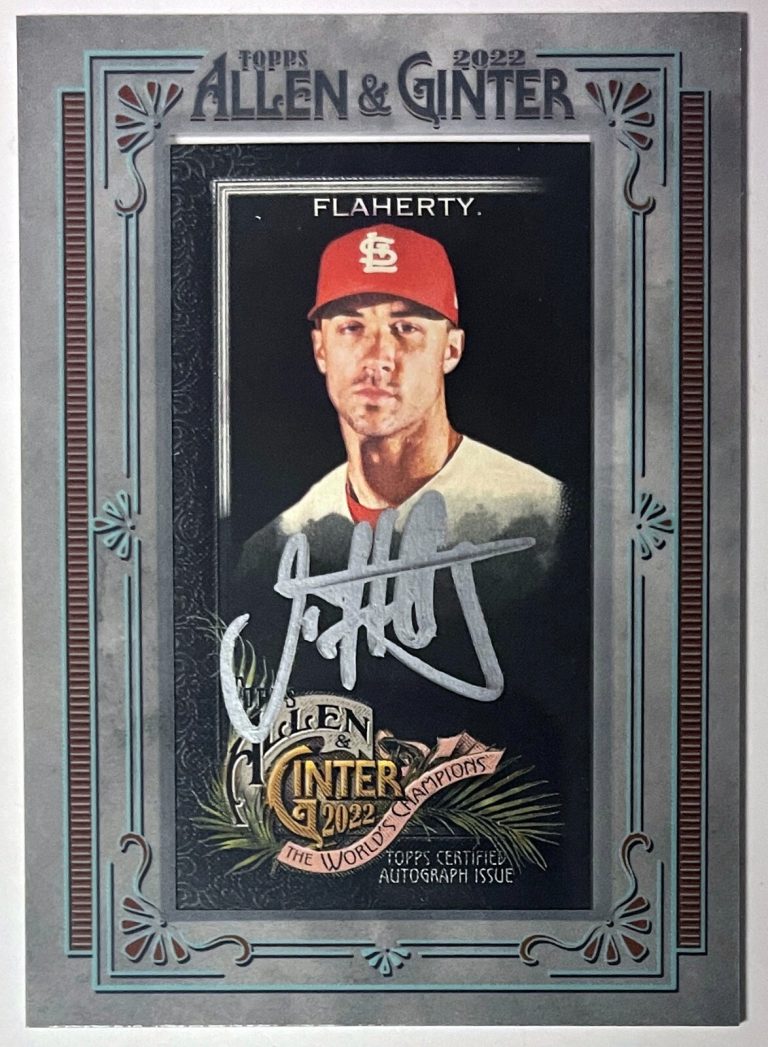 Jack Flaherty signed 2022 Allen & Ginter Framed Silver Mini Auto Card /50