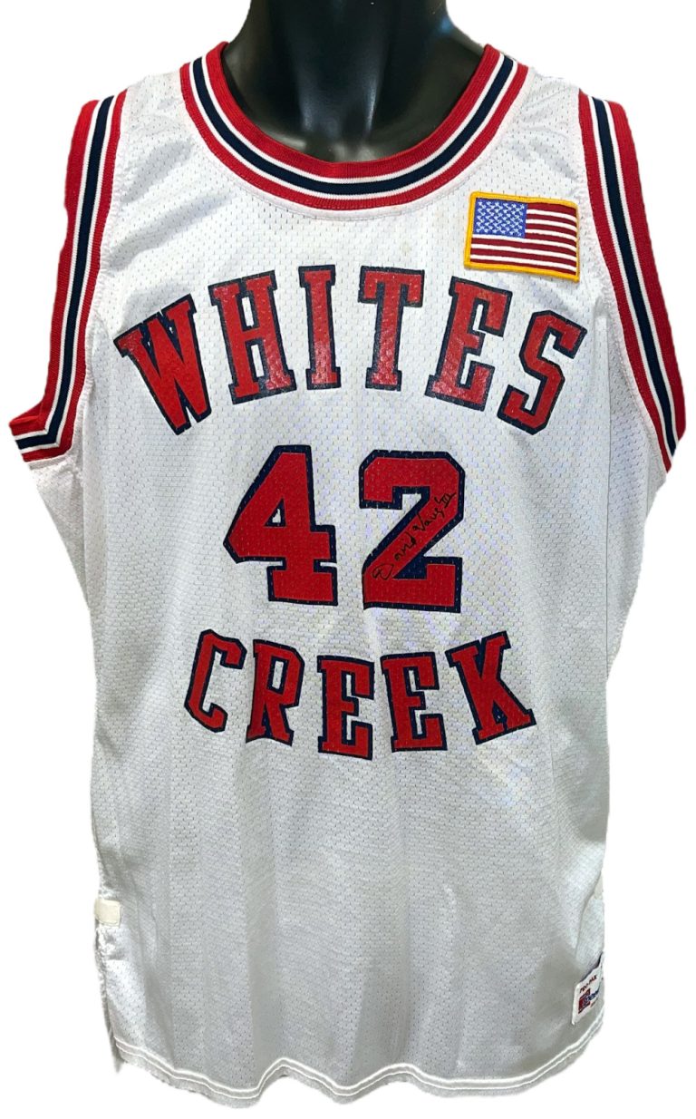 David Vaughn III Signed 1991 Whites Creek High School White Game Used Jersey-BAS