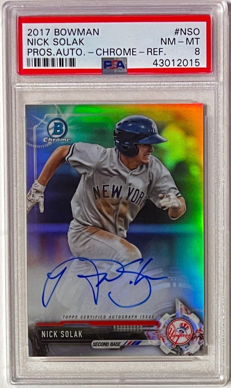 Nick Solak signed 2017 Bowman Prospects Chrome Refractor Rookie Card #NSO- PSA 8