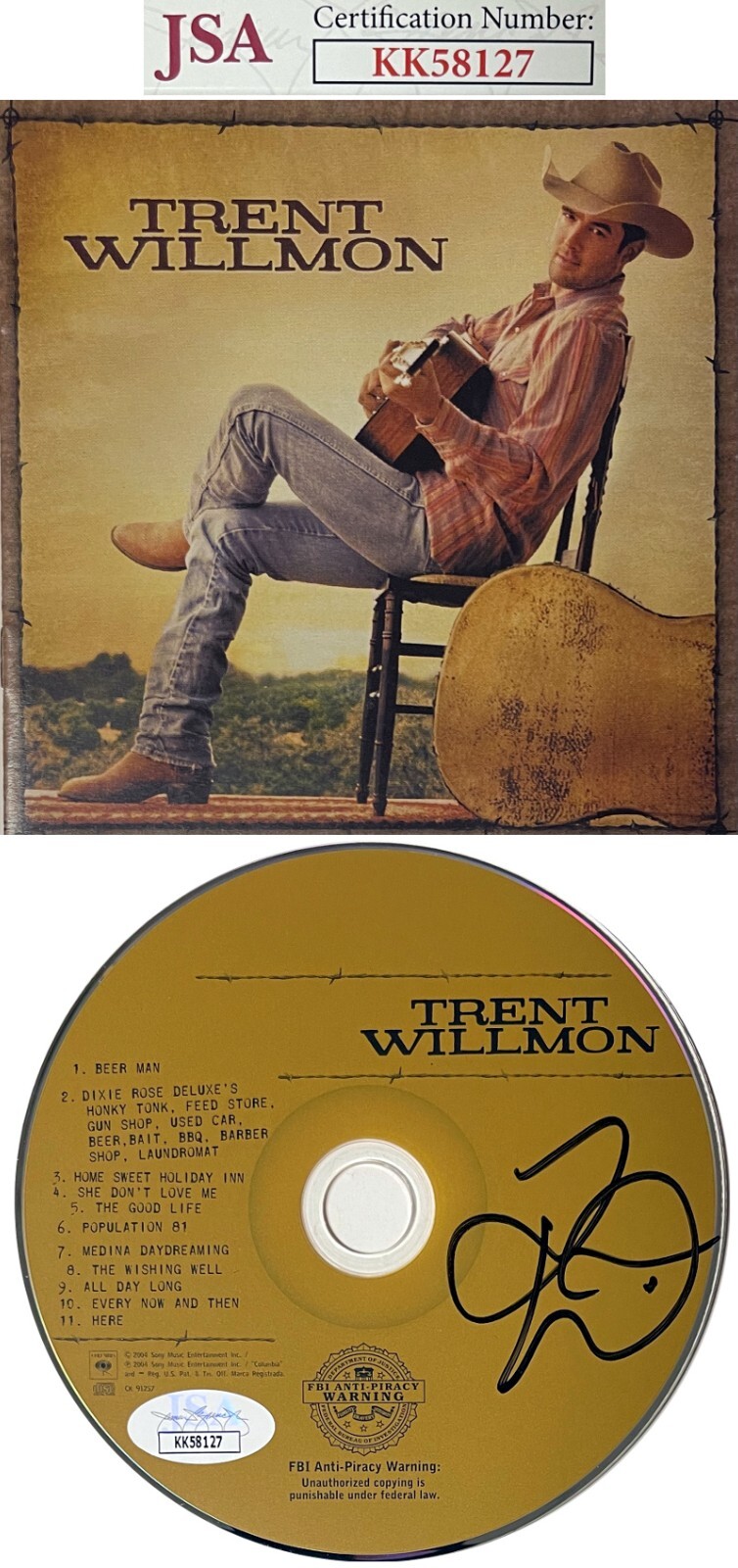 Trent Willmon signed 2004 Self Titled Album CD w/ Cover Booklet & Case- JSA