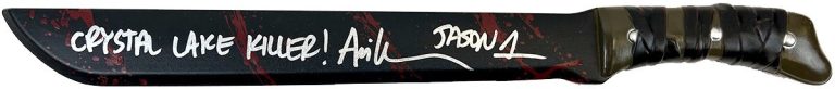 Ari Lehman signed Friday the 13th Plastic Prop Machete Crystal Lake- Tri-Star