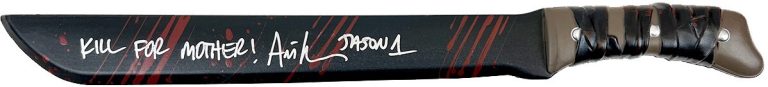 Ari Lehman signed Friday the 13th Plastic Prop Machete Kill for Mother- Tri-Star