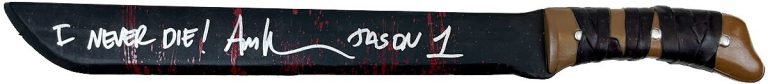 Ari Lehman signed Friday the 13th Plastic Prop Machete I Never Die!- Tri-Star