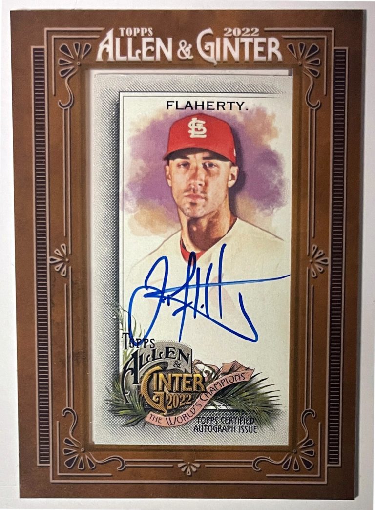 Jack Flaherty signed 2022 Topps Allen & Ginter Mini Framed Auto Card #MA-JF