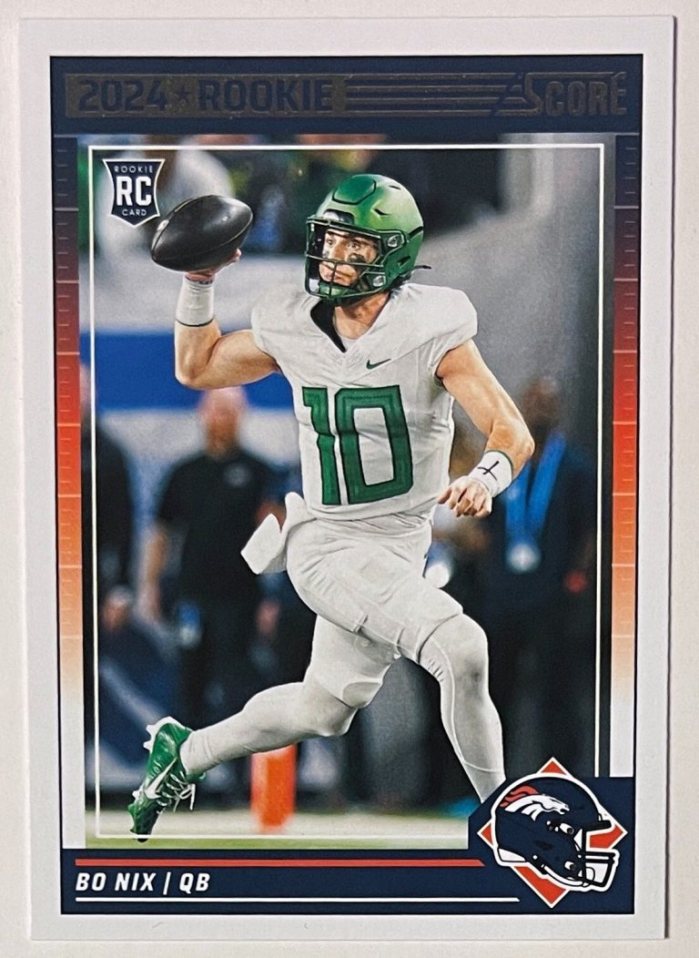 Bo Nix 2024 Panini Score Rookie Card (RC) #332 (Denver Broncos/Oregon/Auburn)