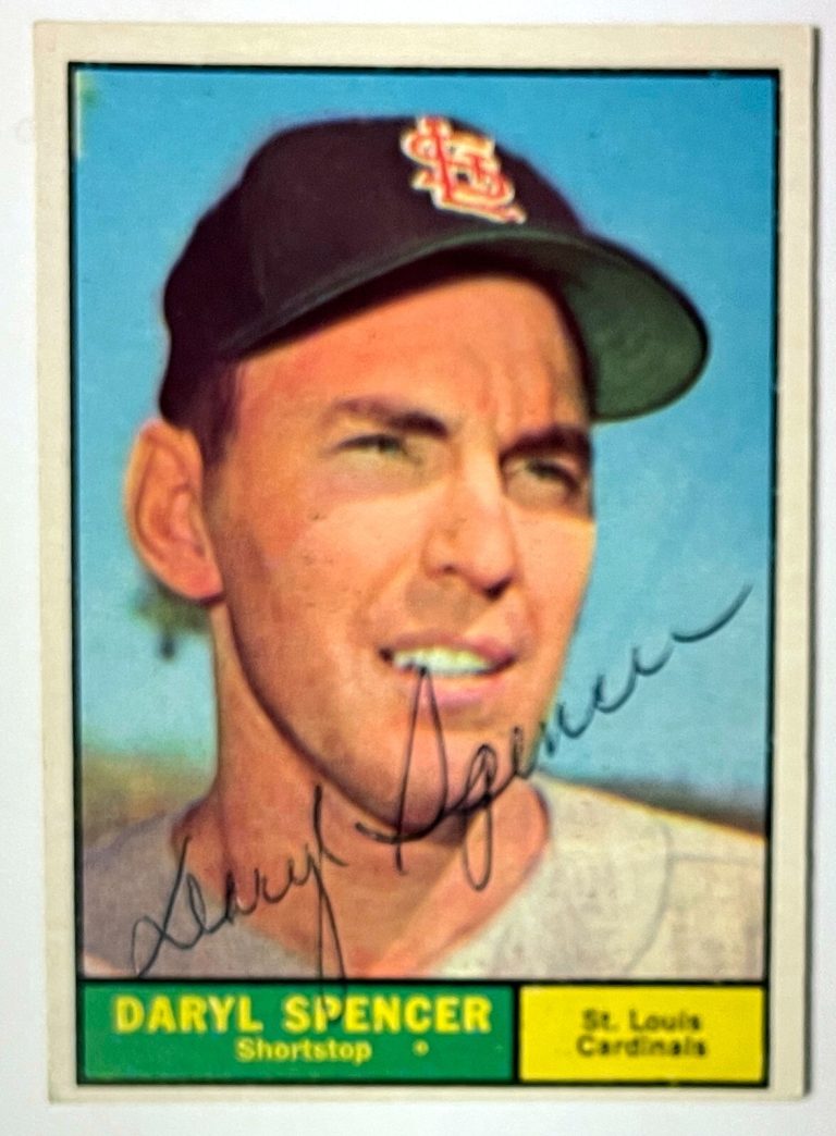 Daryl Spencer signed 1961 Topps On Card Auto #357- COA (St. Louis Cardinals)