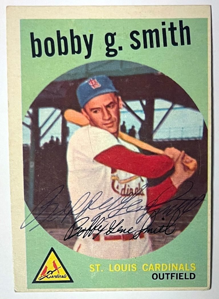 Bobby G. Smith signed 1959 Topps On Card Auto #16- COA (St. Louis Cardinals)