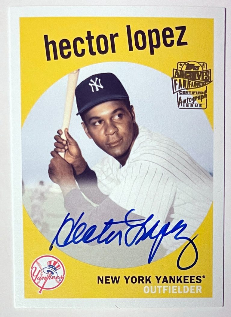 Hector Lopez signed 2018 Topps Archives Fan Favorite On Card Auto #FFA-HL Yankee