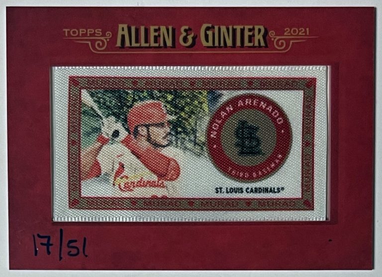 Nolan Arenado 2021 Topps Allen & Ginter Murad Mini Framed Cloth  /51 -Cardinals
