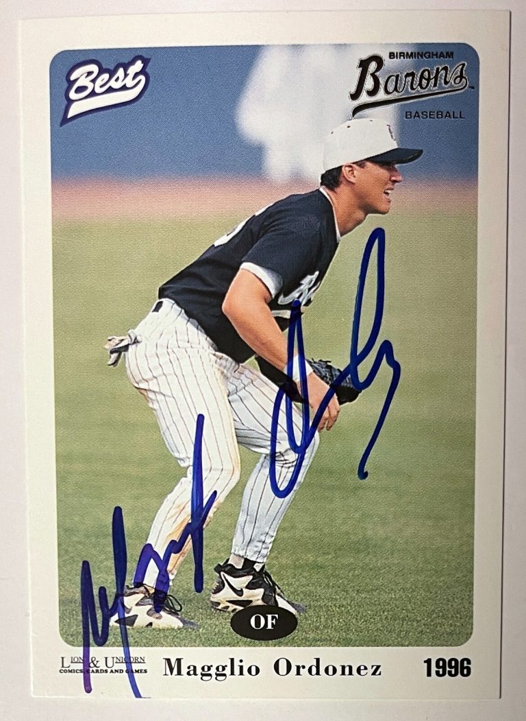 Magglio Ordonez signed 1996 Best Rookie On Card Auto #5 (Birmingham Barons)- COA