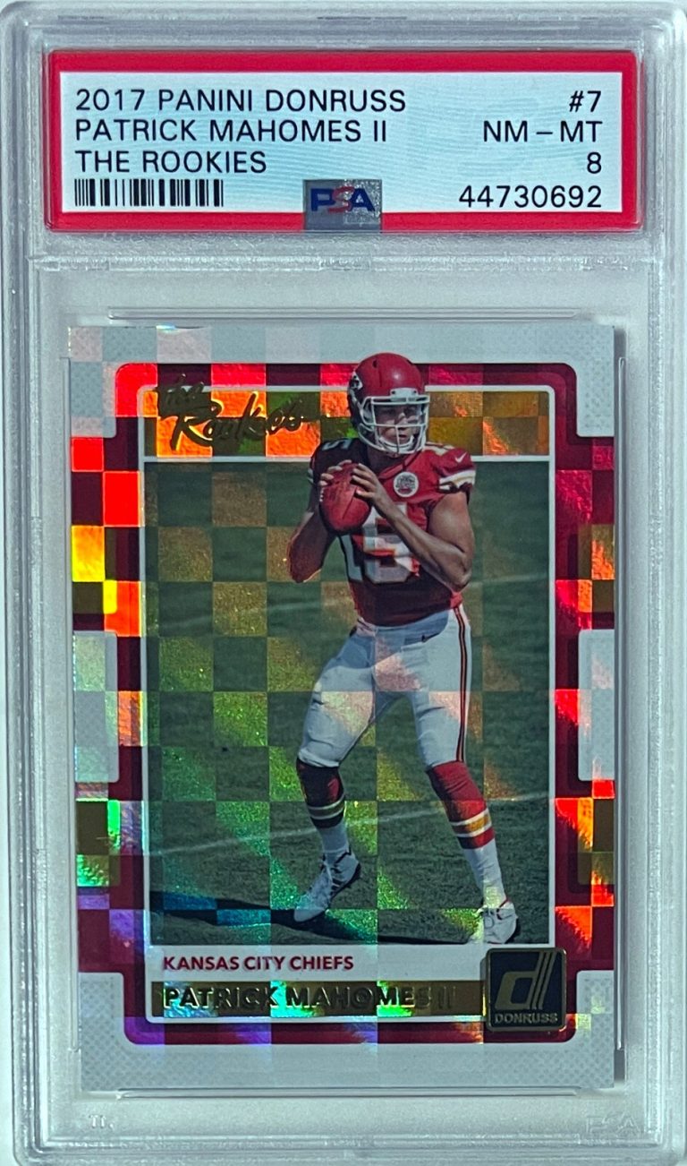 Patrick Mahomes 2017 Panini Donruss The Rookies Card (RC) #7- PSA Graded 8 NM-MT