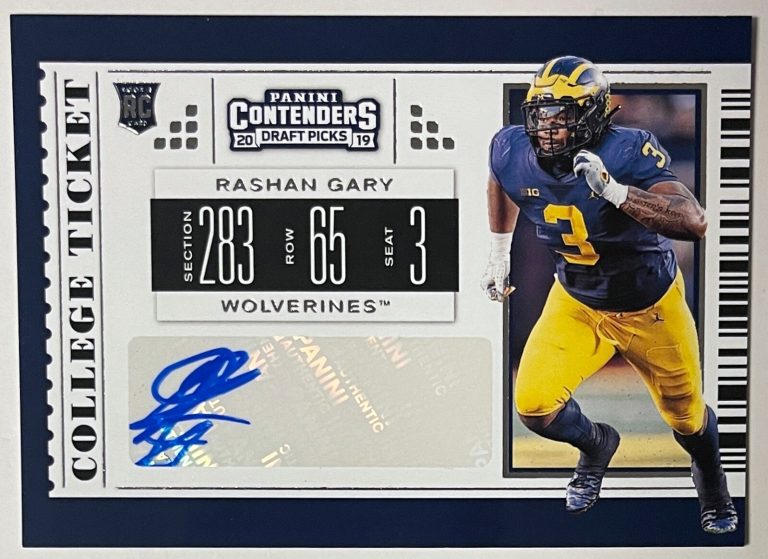 Rashan Gary signed 2019 Panini Contenders Draft Bowl Ticket Rookie Auto #226