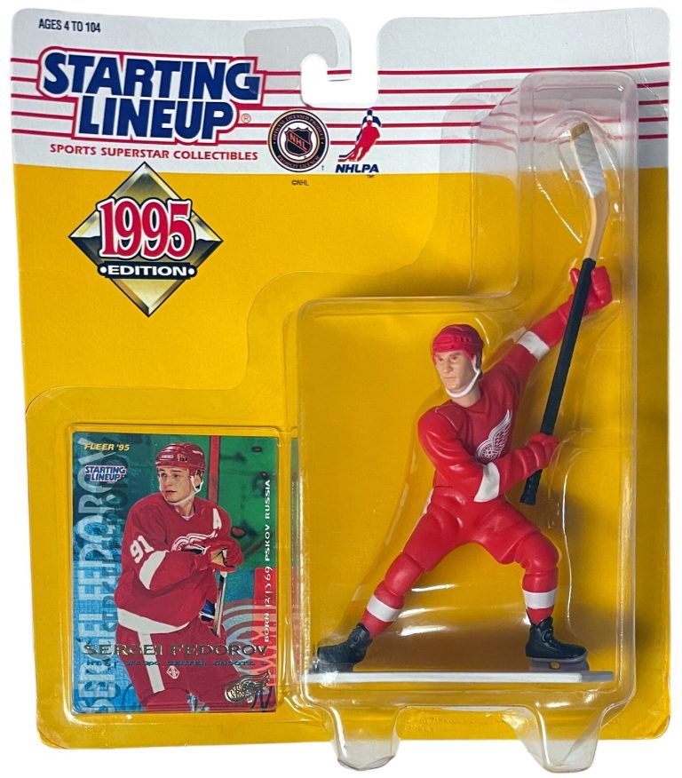 Sergei Fedorov 1995 Kenner Starting Lineup NHL Figure MOC Detroit Red Wings/Card