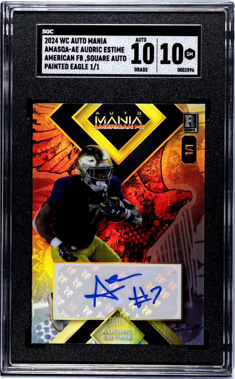 Audric Estime 2024 Wildcard Auto Mania RC #AMASQA-AE- 1/1- SGC Graded 10/10 AUTO