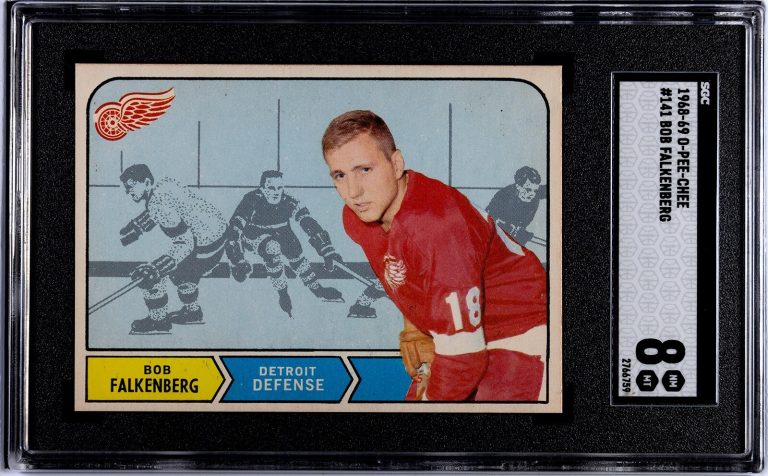 Bob Falkenberg 1968-69 O-Pee-Chee NHL Card #141- SGC Graded 8 NM-MT (Red Wings)