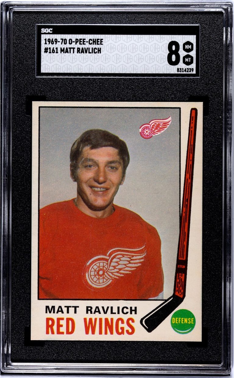Matt Ravlich 1969-70 O-Pee-Chee NHL Card #161- SGC Graded 8 NM-MT (Red Wings)