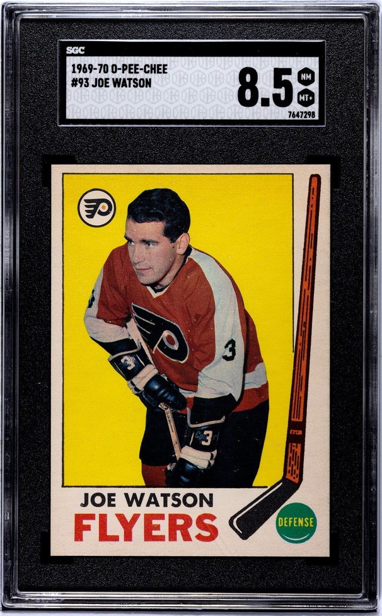 Joe Watson 1969-70 O-Pee-Chee NHL  Card #93- SGC Graded 8.5 NM-MT+ (Flyers)