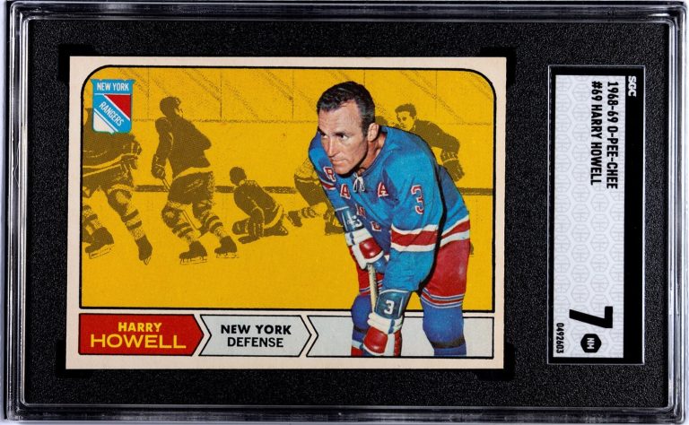 Harry Howell 1968-69 O-Pee-Chee NHL Card #69- SGC Graded 7 NM - New York Rangers