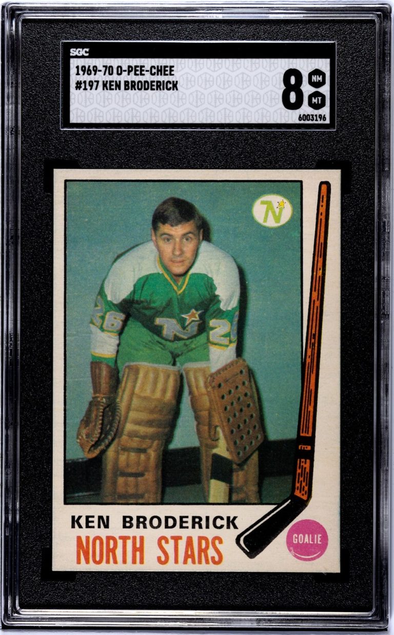 Ken Broderick 1969-70 O-Pee-Chee NHL RC #197- SGC Graded 8 NM-MT (North Stars)