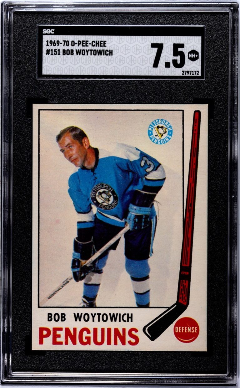 Bob Woytowich 1969-70 O-Pee-Chee NHL Card #151- SGC Graded 7.5 NM+ (Penguins)